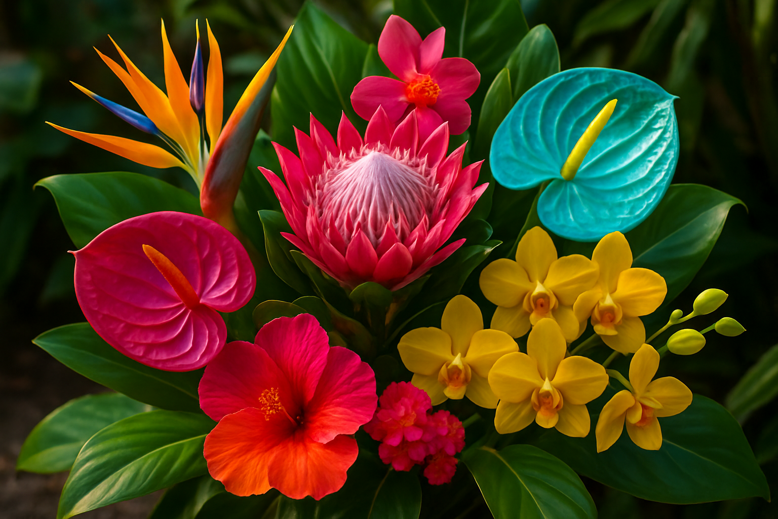 Bright exotic bouquet of flower